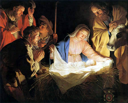 Gerard van Honthorst, Anbetung der Hirten, Poster, Kunstdrucke, Gemälde Gerard van Honthorst, Anbetung der Hirten, Poster, Kunstdrucke, Gemälde