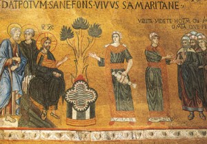 Jésus au puits avec la Samaritaine « aux cinq maris ».