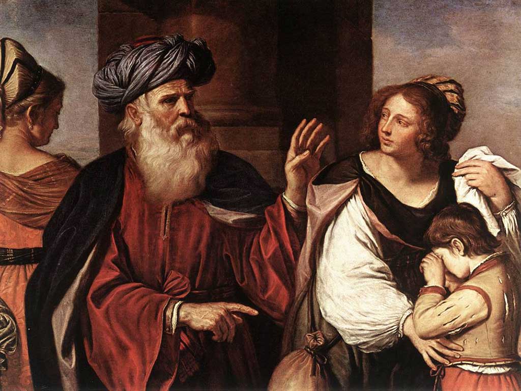 Abraham chassant Agar et Ismaël (Guercino)